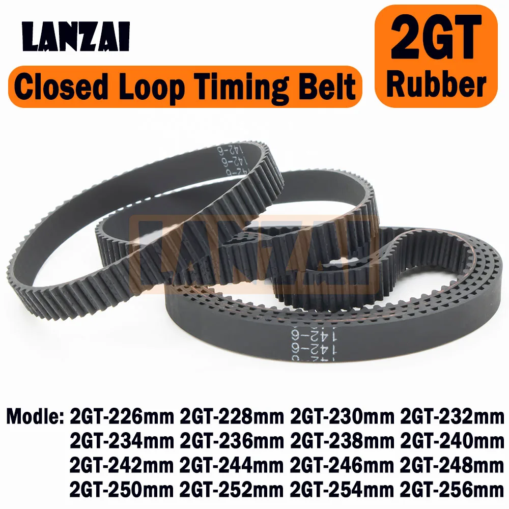 

LANZAI 2GT Rubber Timing Belt Closed Loop C=226 228 230 232 234 236 238 240 242 244 246 248 250 252 254mm W=6/10/15mm 3D Printer