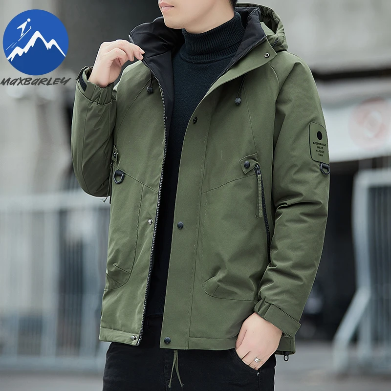 COMXZ 2025 Winter Jacket Men Fashion Casual Thick Thermal Windproof Cotton Padded Jacket Outdoor Hiking Snow Warm Hooded Parka