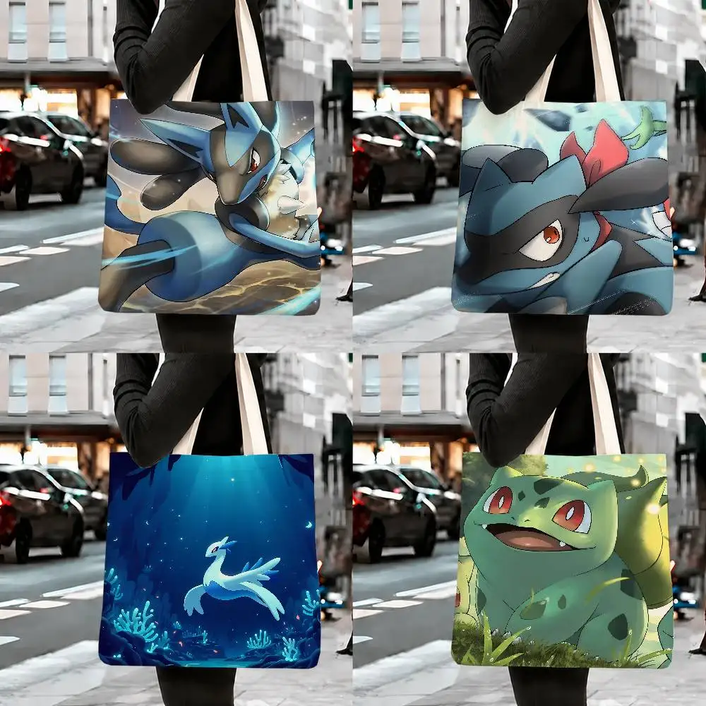 bolsas-de-armazenamento-pokemon-lucario-bolsa-de-ombro-para-viagem-verao-praia-sacola-de-compras-reutilizavel-arte-de-anime