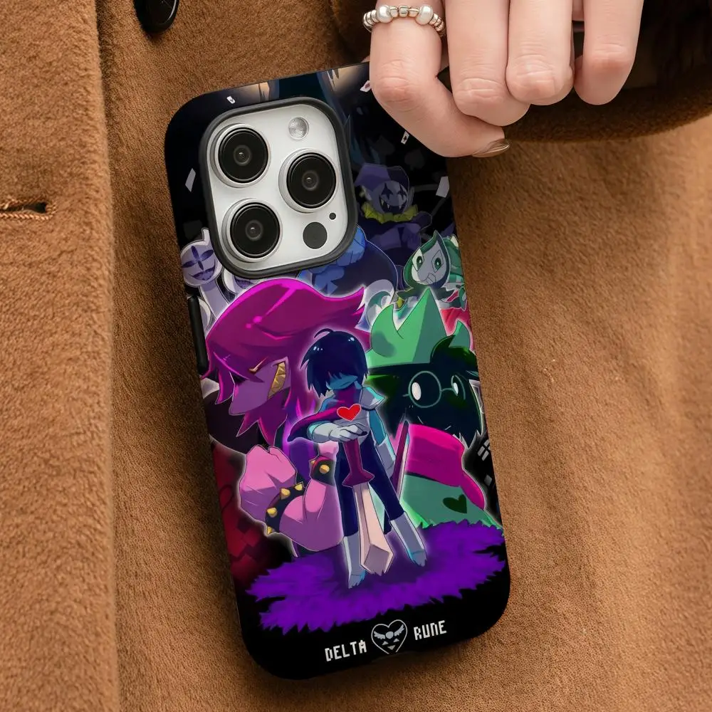 

Hot Game D-Deltarune Phone Case For iPhone 17 16 15 14 13 12 Pro Max Plus Glossy HD Double-Layer Liquid Back Film Hard Shell
