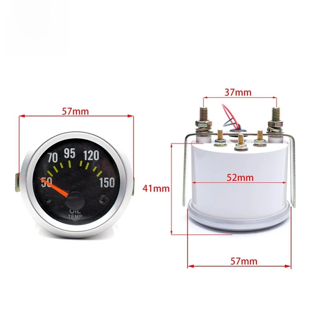 52mm Carbon Face Oil Temperature Gauge 12V ABS Aluminum For Ring For Car Dashboard Fuel Vehicle Monitoring Automotive Parts - view 5