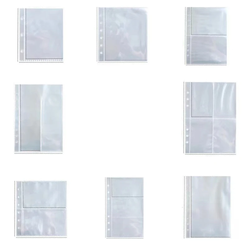 10pcs A5/A6/A7 Transparent File Holder 3/6 Hole Notebook Loose Leaf DIY Document Binder Photo Storage Refill Pouch Office Supply