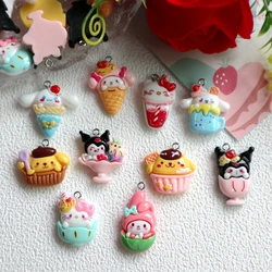 10pcs Cartoon Icecream Cake Cute Resin Pendant Shokugan Anime Charms DIY Necklace Bracelet Earring Keychain Jewelry Accessories