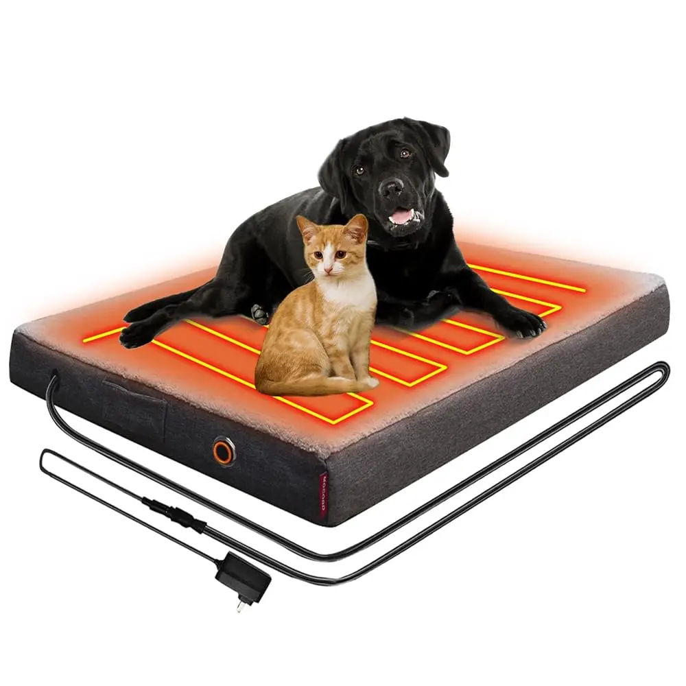 

Upgraded Heated Dog Bed With Enlarged Heating Area, Orthopedic Dog Bed With Memory Foam, Heated Pet Bed & Removable Waterproof