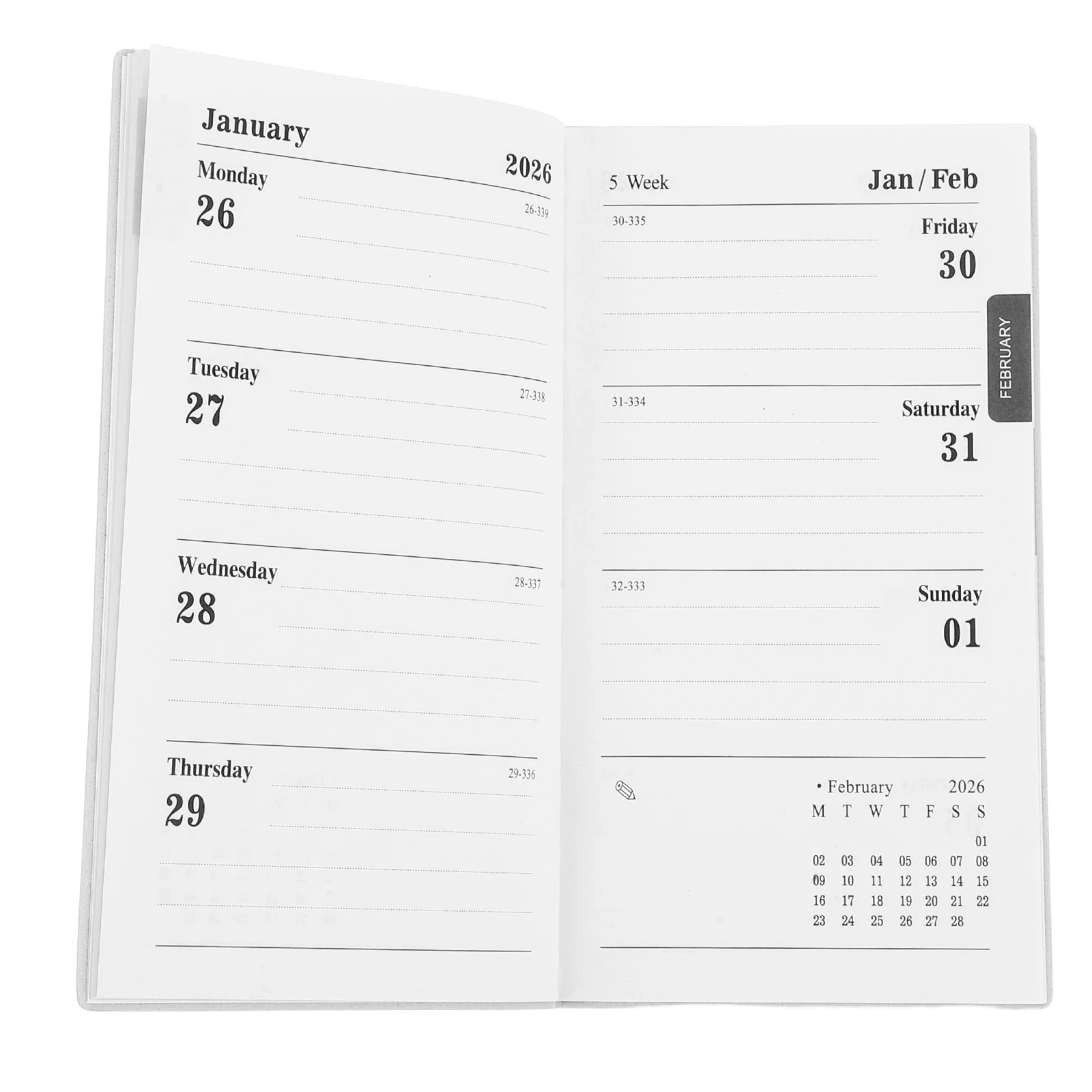 

2026 Planner Book Compact Daily Organizer Hardcover Sturdy Binding Thick Paper Pocket-Sized Yearly Monthly Weekly Dateless