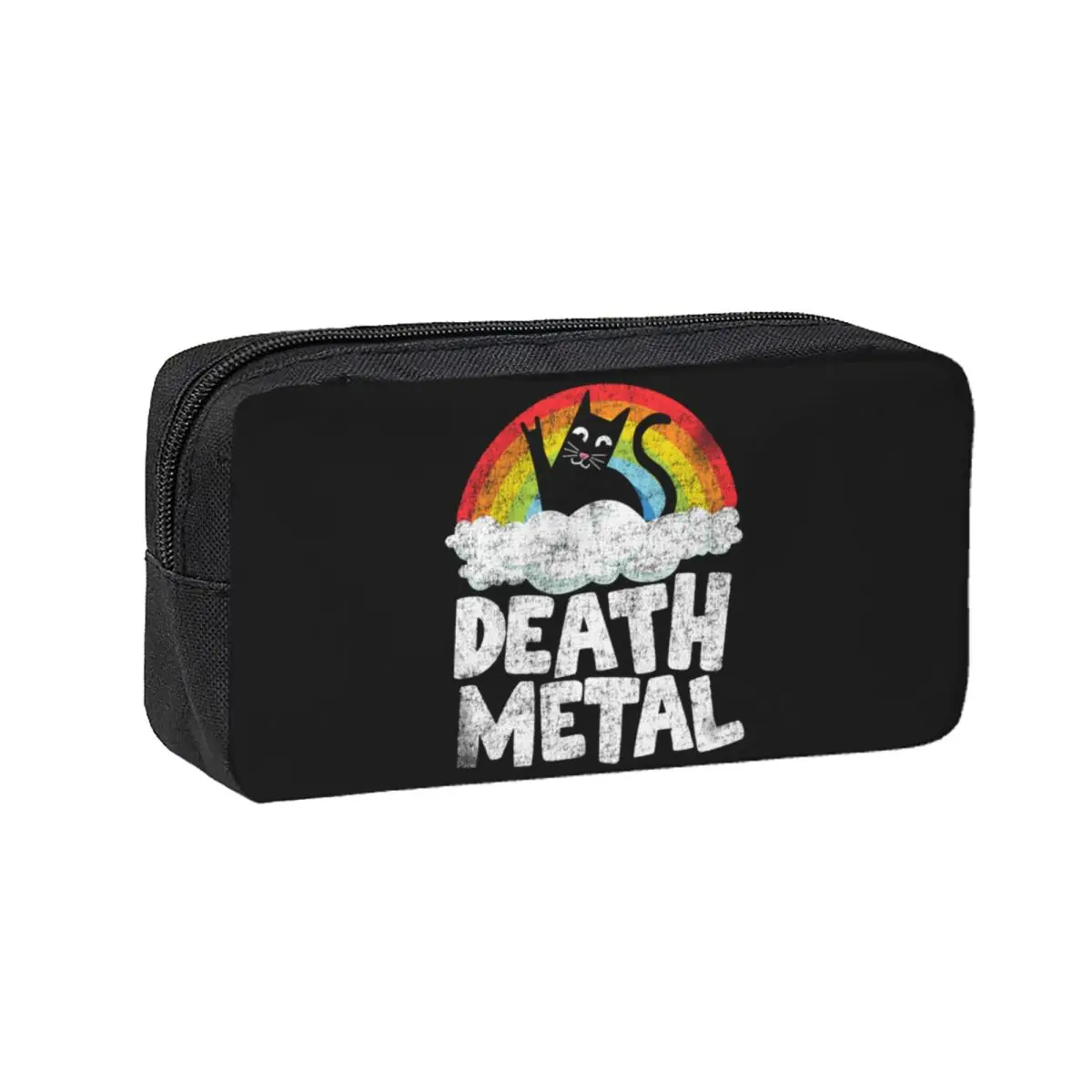 Funny Death Metal Cat Gift Rainbow Heavy Metal Pencil Cases for Students Gifts Pen Box Pencil Bag Pencil Pouch Pen Holder