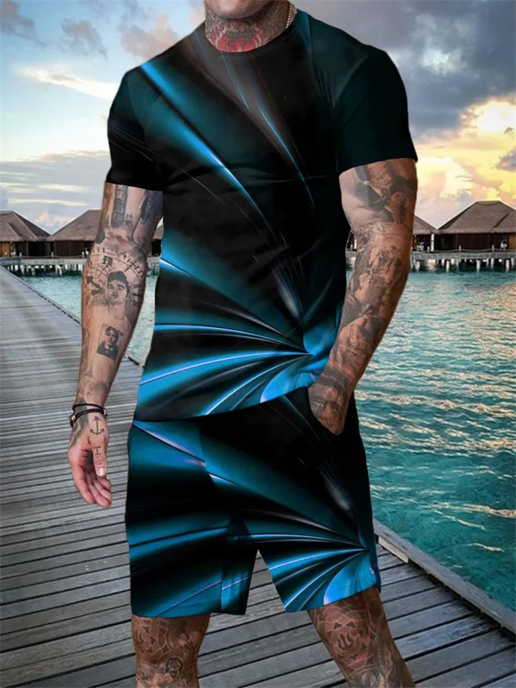 Summer Beach Short Suit For Male Sport Oversize 2-piece Street Outfit High Fashion Trendy Loose Set Casual Luxury Designer men