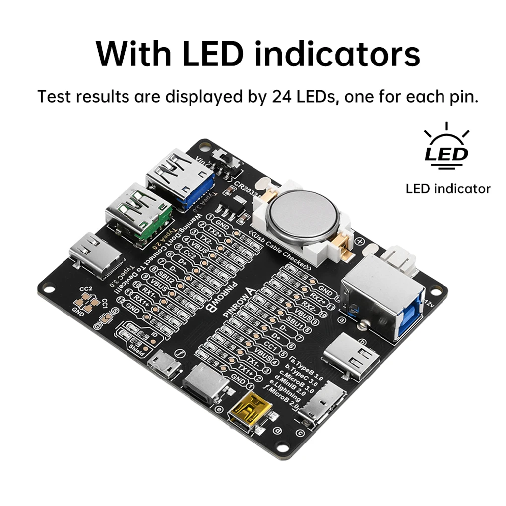 USB Cable Tester Type-C Micro-B Type-B Data Cable Detection Board Short Circuit On-Off Switching For iOS Android Test Board Tool