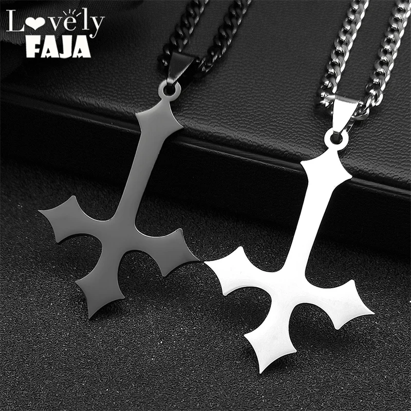 

Silver Color Jesus Cross Pendant Necklace For Women Men Stainless Steel Simple Christian Choker Chain Jewelry Hip Hop Party Gift