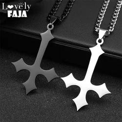 Silver Color Jesus Cross Pendant Necklace For Women Men Stainless Steel Simple Christian Choker Chain Jewelry Hip Hop Party Gift