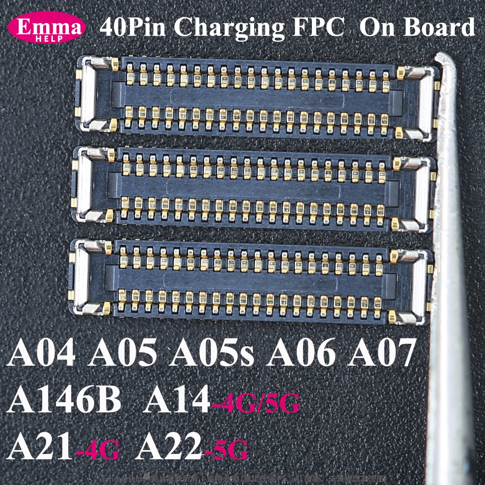 40Pin Charging FPC on MainBoard For Samsung A14 A07 A06 A05 A05S A04 A146B A22 5G A21 4G FPC Connector Port