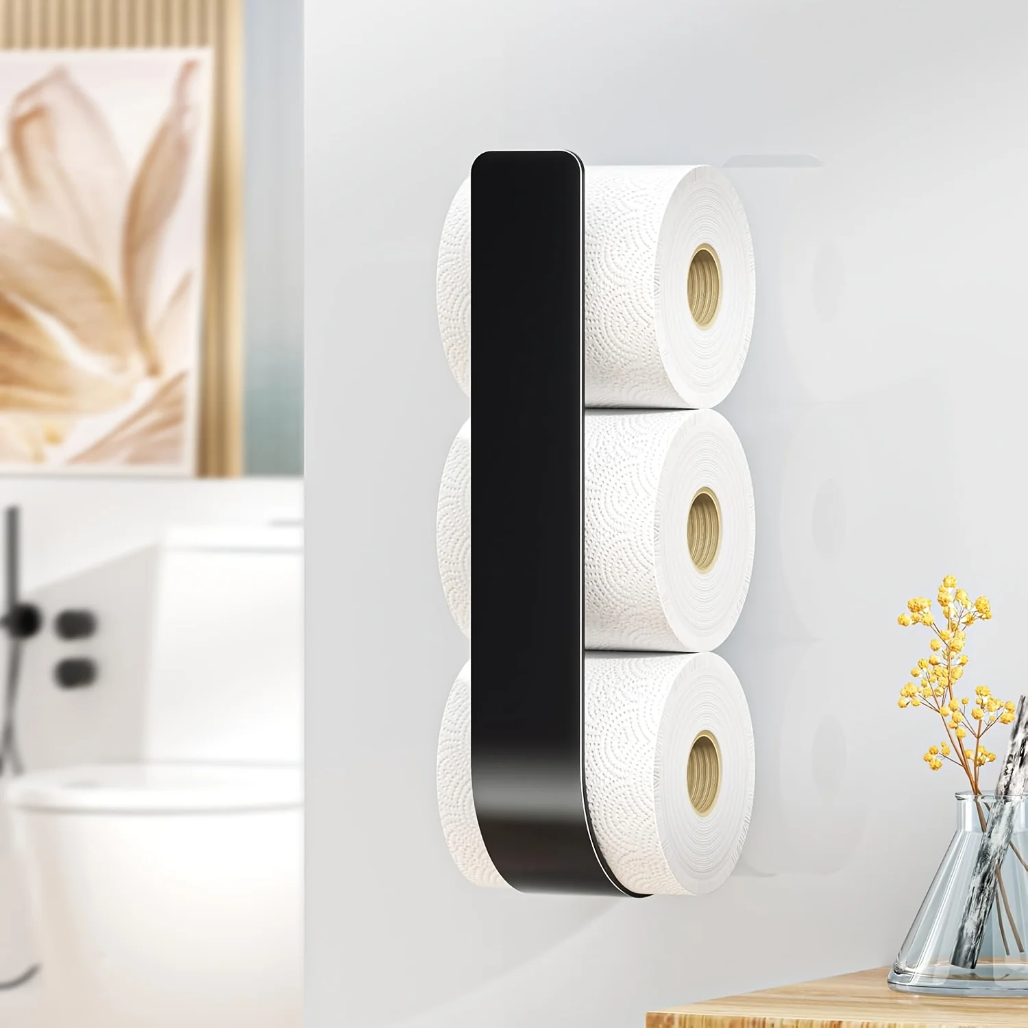 Wall Hanging Toilet Paper Holder Metal Storage Bathroom Paper Holders Suitable 3 Rolls Tissue Rack Space Saving Kitchen U Shaped