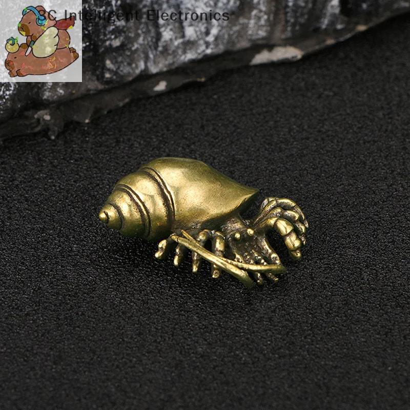 【K】 Figurines de crabe ermite en laiton vintage, statues d'animaux marins pour la décoration de la maison et du bureau