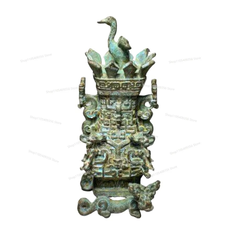 

Bronze Lotus Crane Square Pot Is Simple and Elegant, Office Living Room Decoration Ornament Old Goods Collection