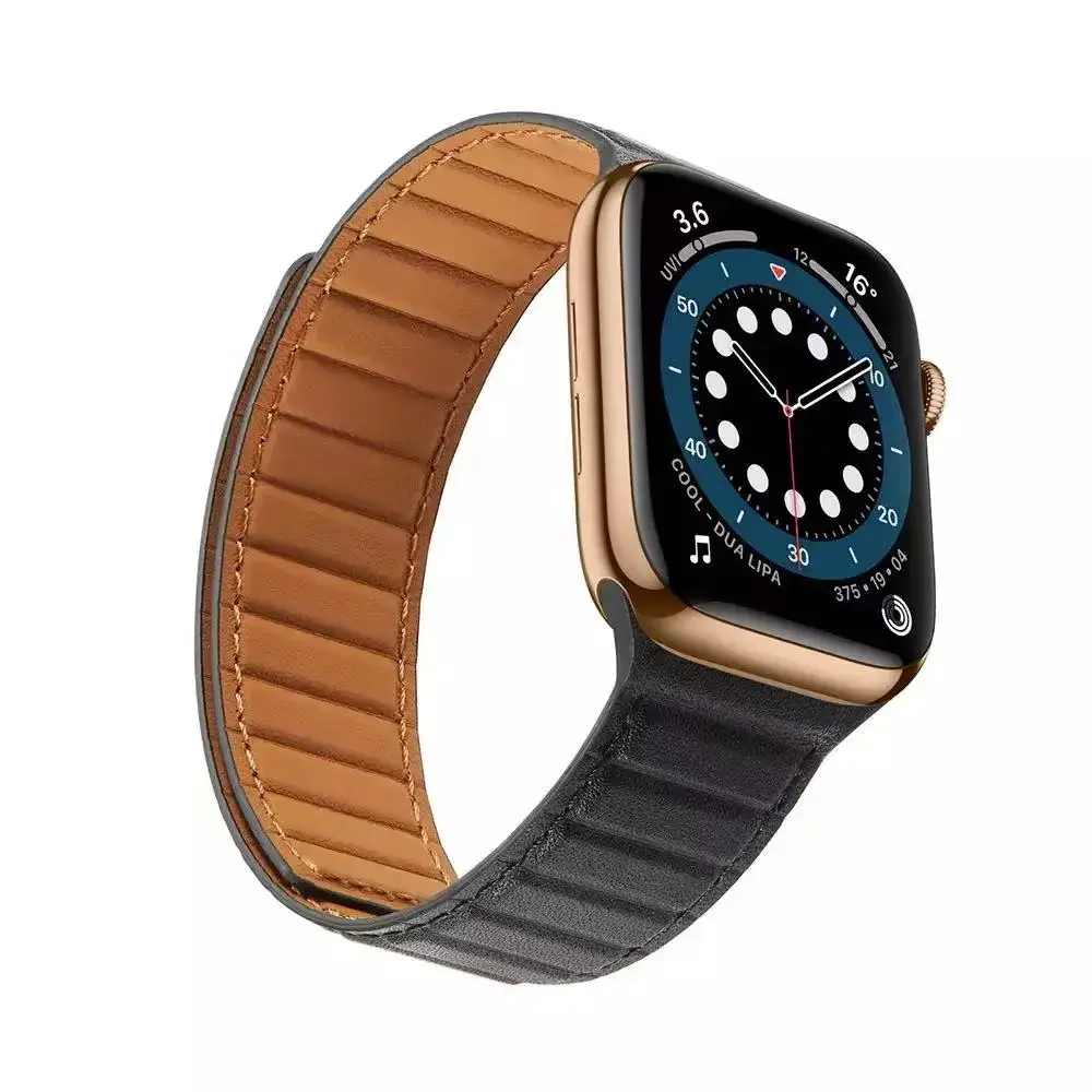 New Leather Magnetic Strap For Apple Watch 10 9 8 7 45mm 41mm 42mm 46mm Comfortable Loop Bracelet Wristband iWatch 6 5 4 SE