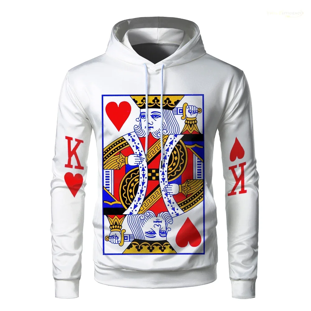 2024 New Playing Cards Poker Print Hoodies King Queen Graphic Sweatshirts For Men Winter Women Clothes Funny Tracksuit  hoodies