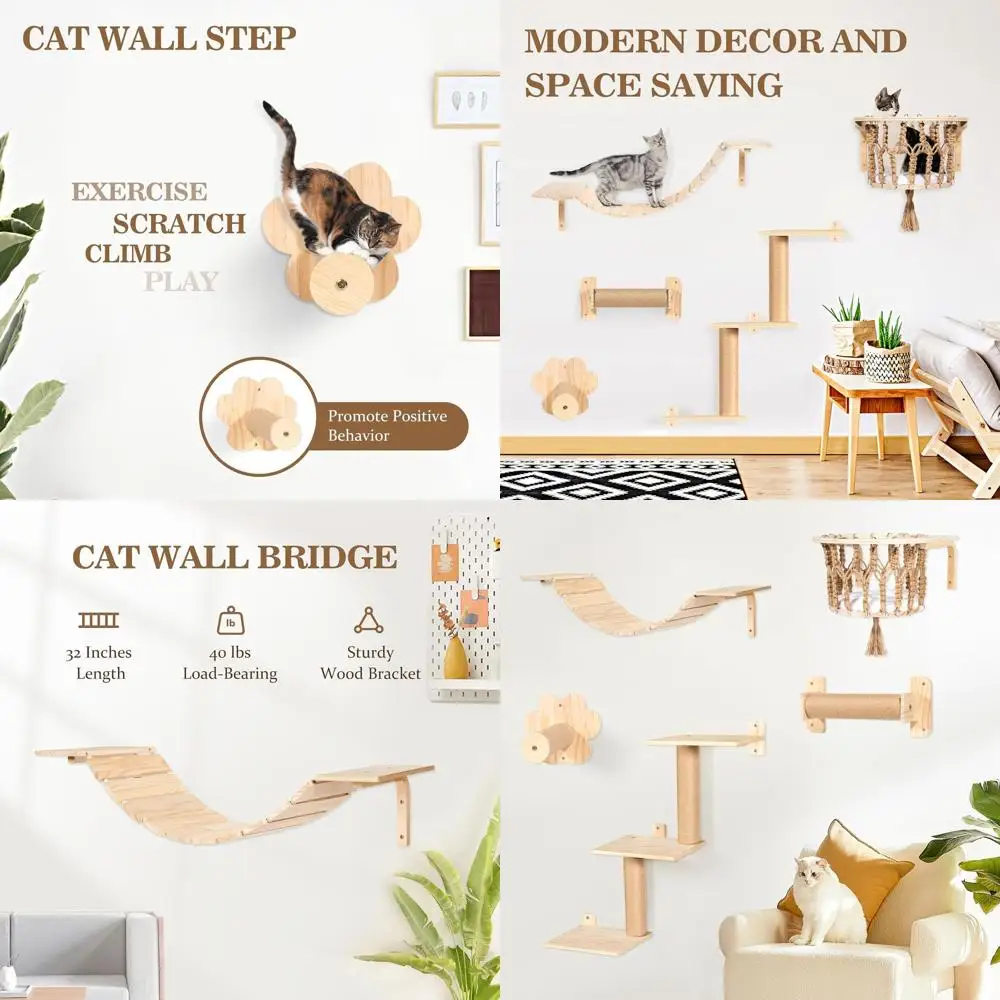 

Настенная мебель для кошек: полки, гамак, мостик, дерево, ступеньки, когтеточки для домашних кошек и котят