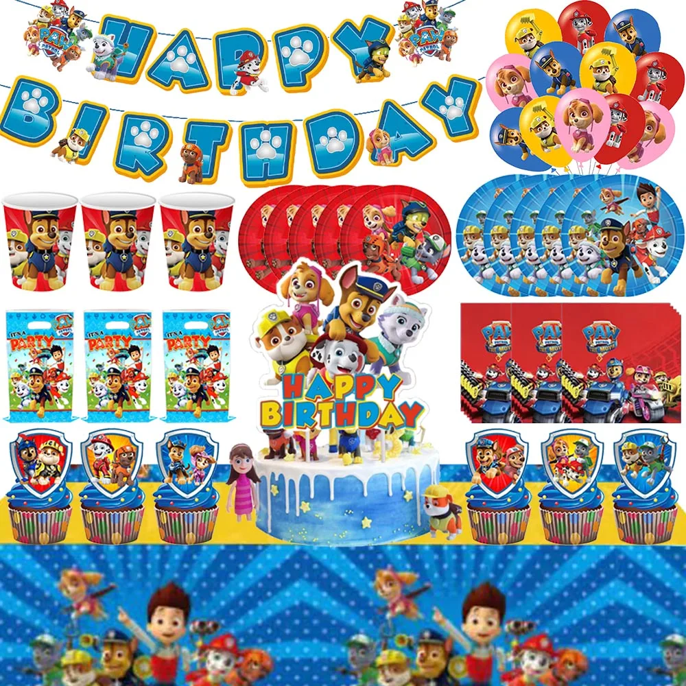 

Birthday Party Decoration Paw Patrol Kids Birthday Party Supplies Dog Balloons Cup Plate Tablecloth Toys Baby Shower Toy