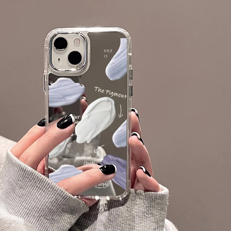 Colorful Graffiti Makeup Mirror Phone Case For iPhone 15 11 12 14 13 16 Pro Max X XR XS Max iPhone11 Silicone Shockproof Cover