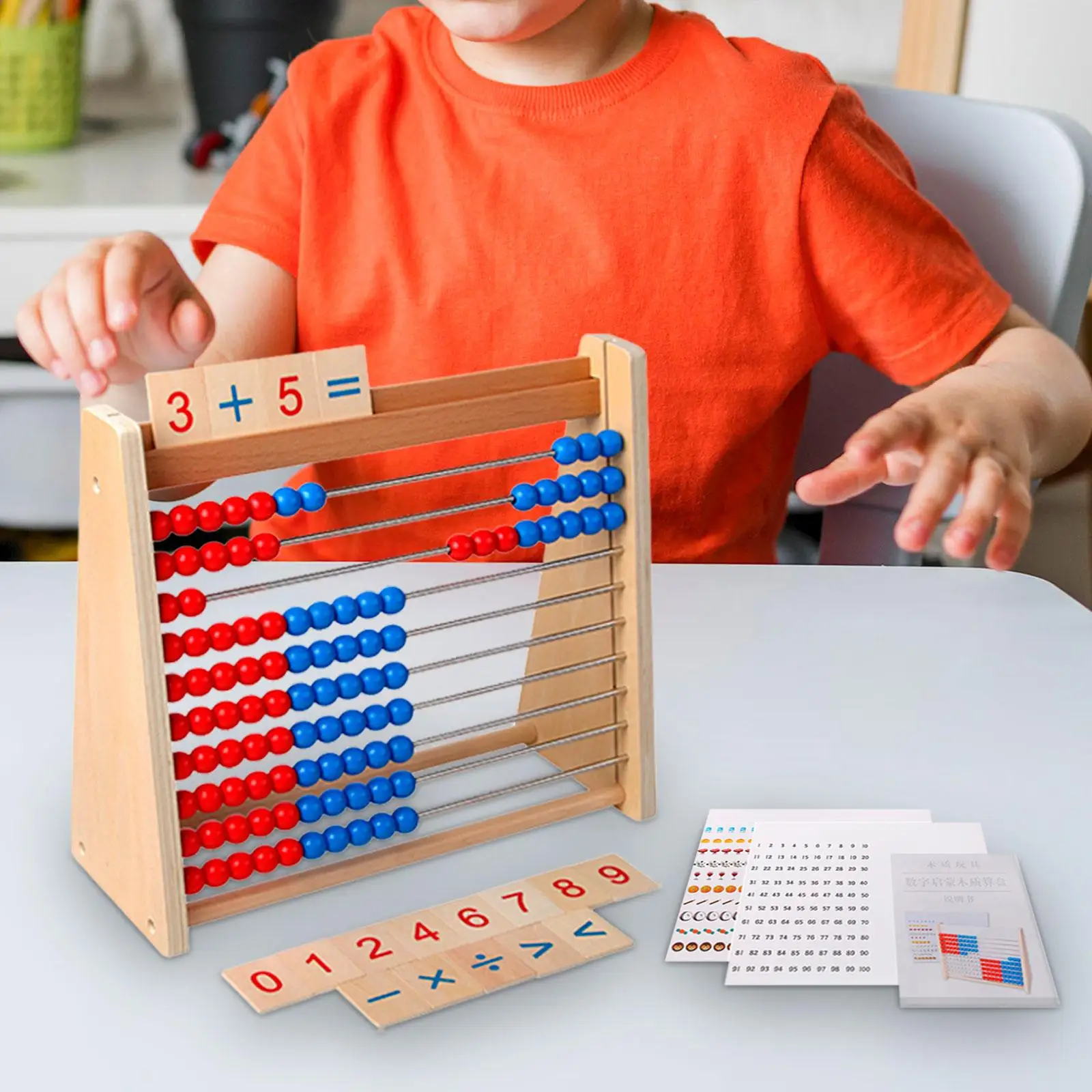 

Wooden Abacus Educational Toy Ten Frame Set Learning Interactive Toys Montessori Math Manipulatives for Toddlers Children