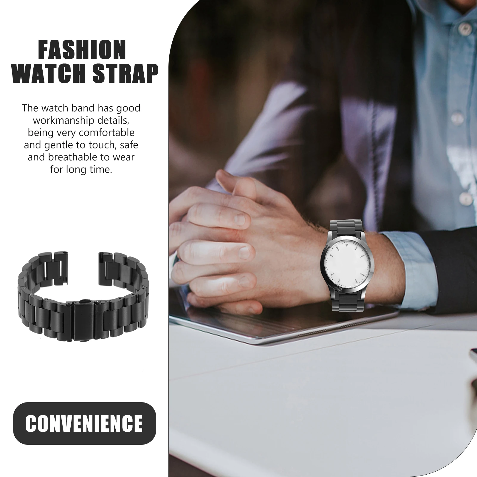 

Stainless Steel Watch Band Quick Release Replacement For Smartwatch Durable Fashion Wristband Unisex Mens Womens