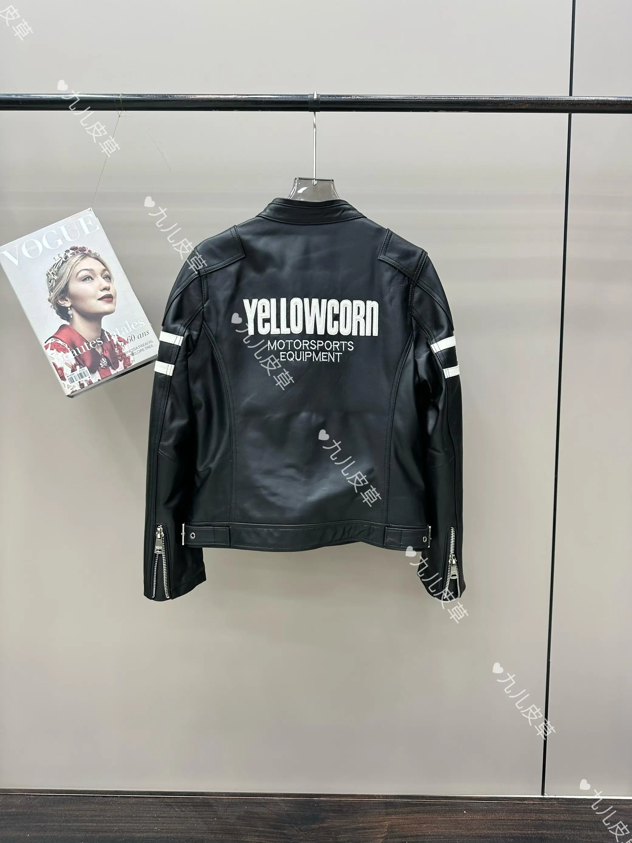 Kurtka motocyklowa plus size z prawdziwej skóry owczej, zapinana na zamek, z długimi rękawami, haftowana z motywem liter, w stylu biker, motor, punk, odzież wierzchnia.