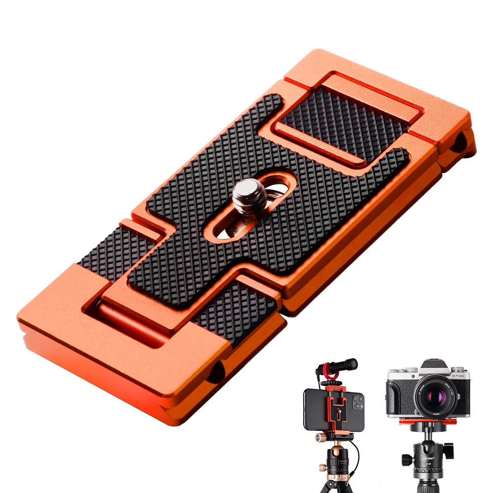 K&F Concept New Aluminum Alloy Quick Release Plate 1/4 Inch Screw Smartphone Mount for iPhone Samsung Android Mobile Phone Clip