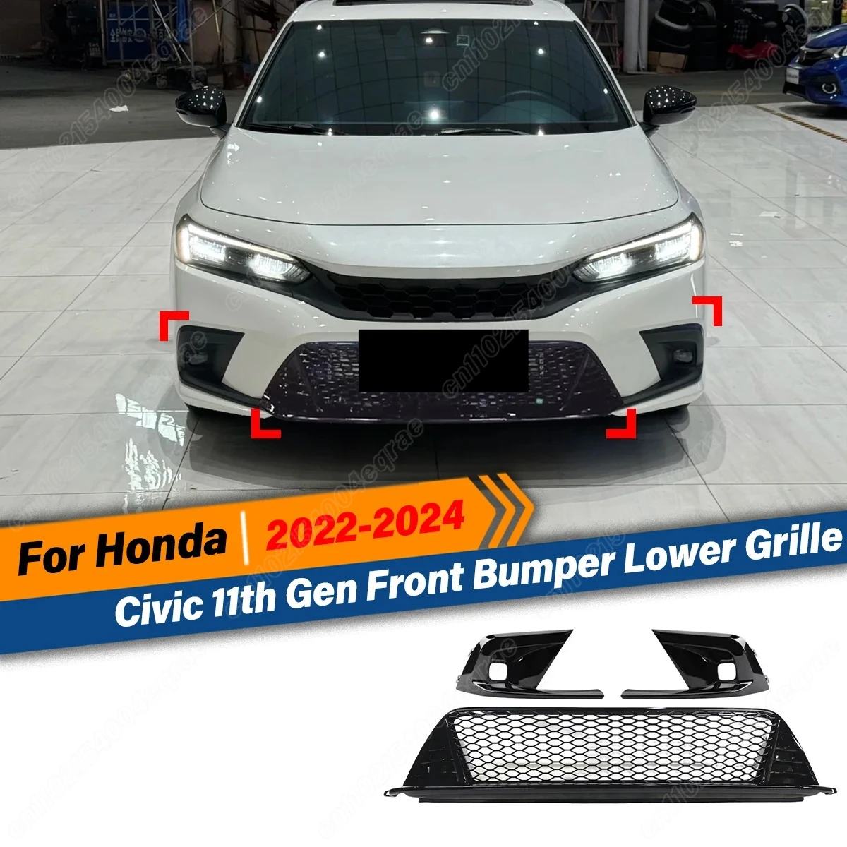 

For Honda Civic 11th Gen 2022 2023 2024 Front Bumper Auto Kit Lower Grille Replace Fog Light Frame Car Body Kit Accessories