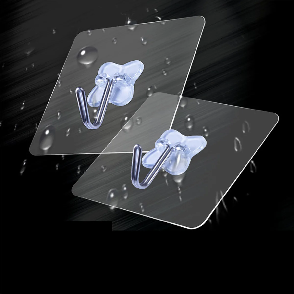 6Pack Sticky Wall Adhesive Hooks Waterproof Transparent Heavy Duty Reusable Nail Free Hooks for Bathroom Kitchen Clove Shape