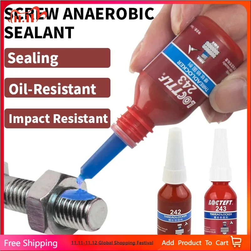 10ml threadlocker 242 243 locker de resistência média azul anaeróbico threadlocker adesivo calafetagem adesivos selador ferragem