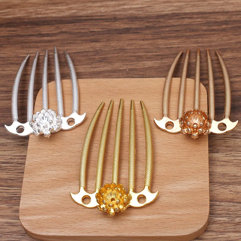 BoYuTe (10 Pieces/Lot) 19MM Alloy Flower Welding 5 Teeth 48*72MM Hair Comb Diy Hair Jewelry Accessories