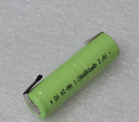 充電式バッテリー2.4v 1/2aa nmh,1000mah 1/2 aa nimh,電気シェーバー用の溶接タブ付き