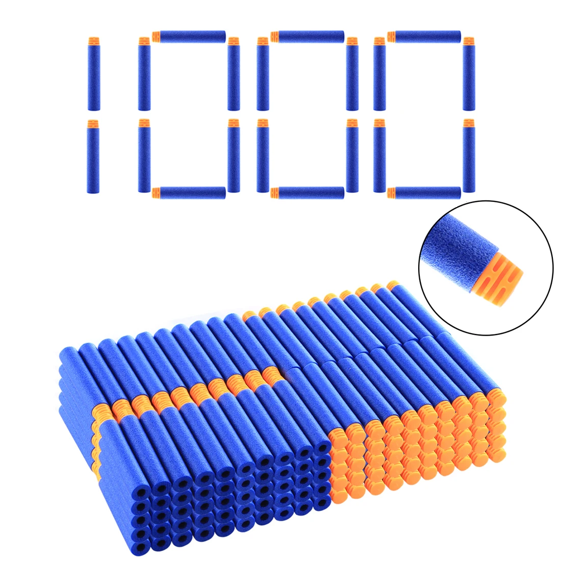 1000 pçs azul alta balas buffered para nerf elite série macio bala dardos cabeça plana recarga espuma munição balas para nerf blasters