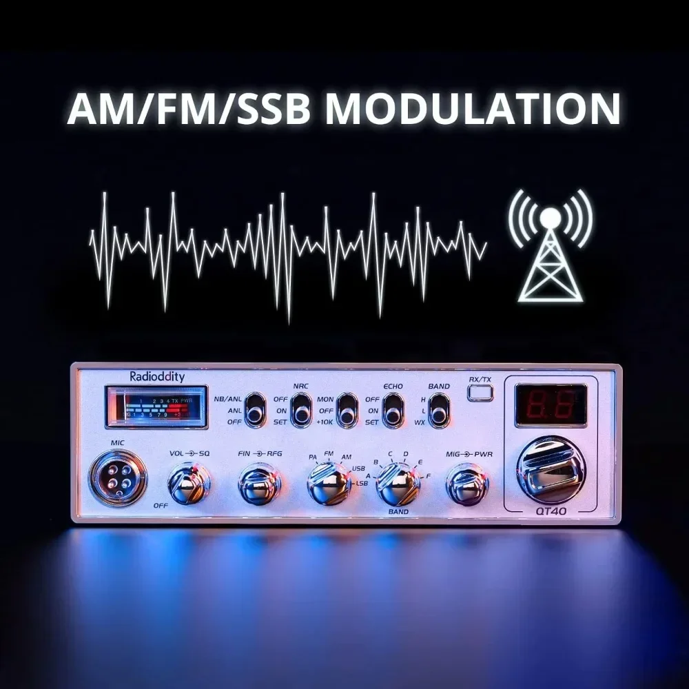 لراديو QT40 10 متر SSB Ham، راديو الهواة الرقمي للحد من الضوضاء 40 وات عالي الطاقة مع تنبيه NOAA، AM/FM/PA