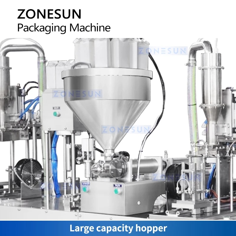 ZONESUN กึ่งอัตโนมัติ Gable Top เครื่องบรรจุภัณฑ์น้ําผลไม้นมโยเกิร์ต Liquid Paste กล่องซีล Capping อุปกรณ์ ZS-GTC1000