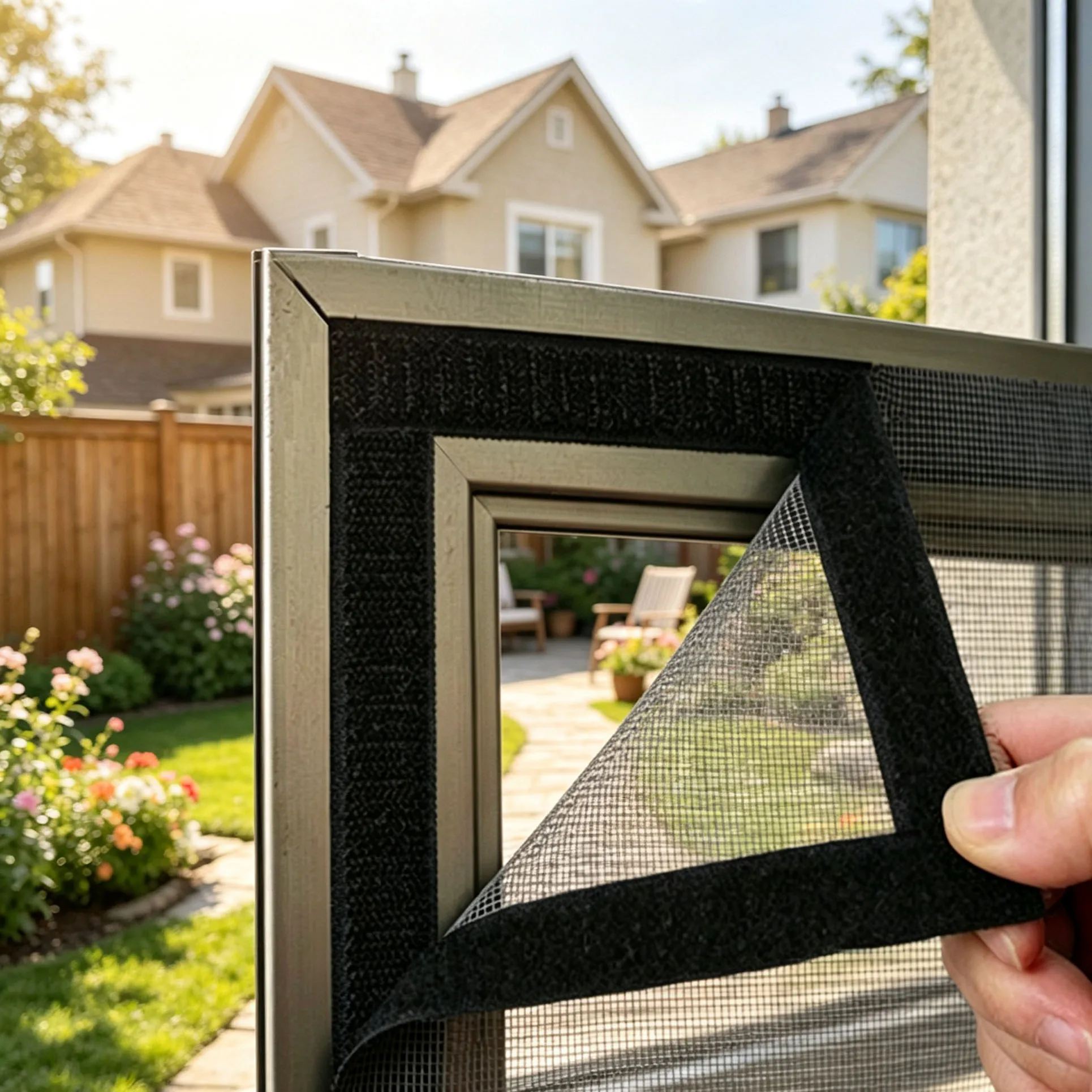 Black-edged, reusable insect-proof mesh netting Black Velcro Window Screen Breathable Washable Custom Size