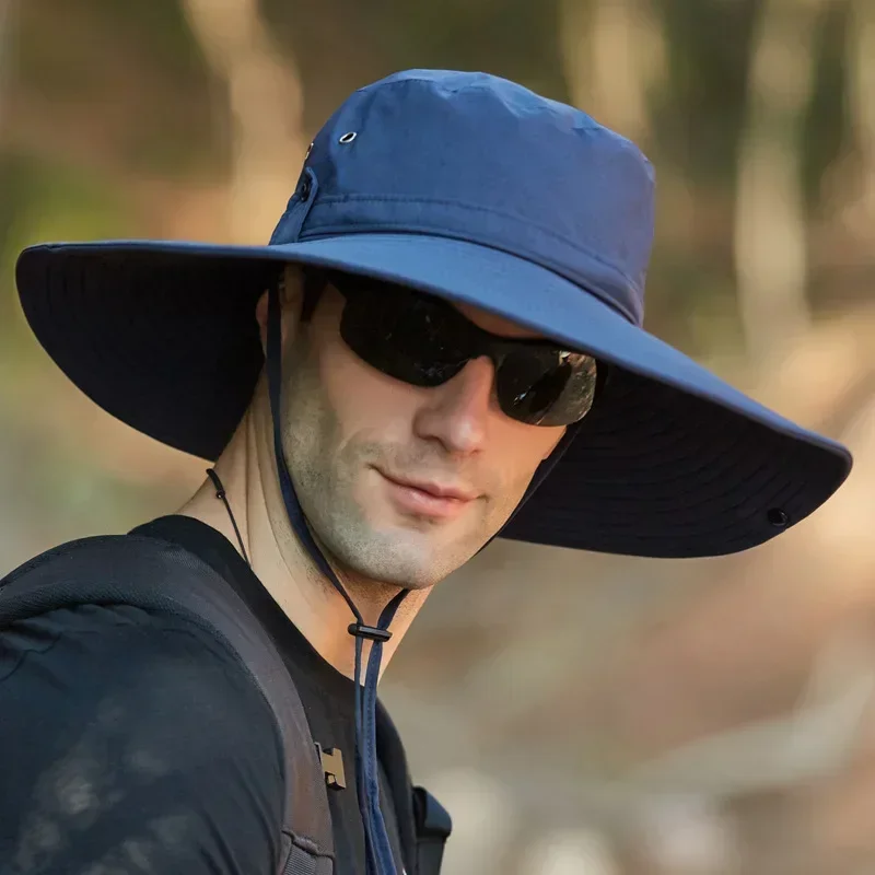 

Men's Outdoor Big Brim Summer Breathable Fisherman Sun Hat for Mountaineering and Sun Protection