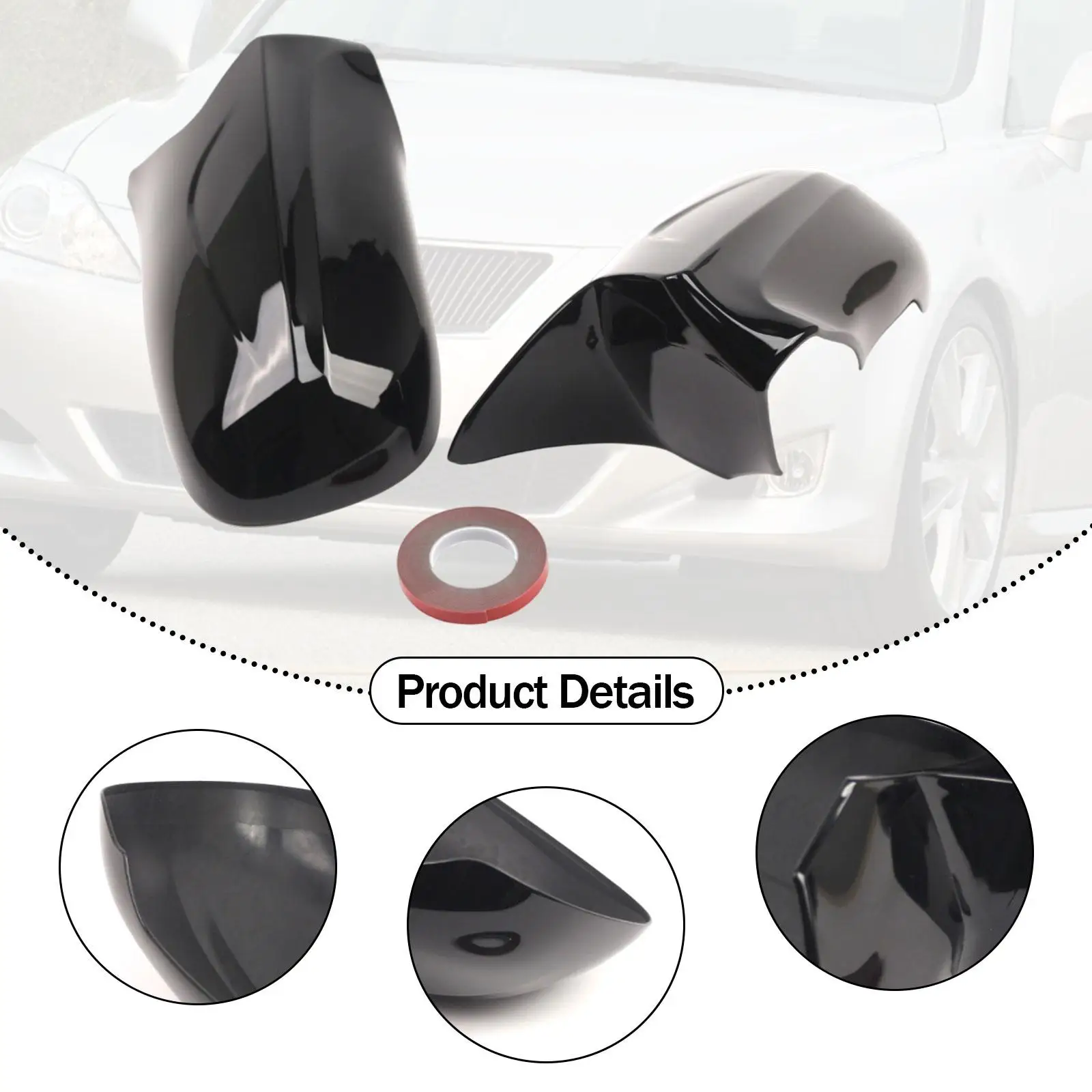 

Glossy Black Side Mirror Covers 8790633140C0 Repairing Car Supplies Left Right Wing Mirror Covers Parts for Easy Application