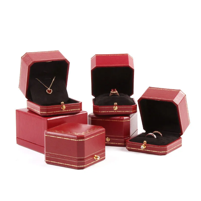 Luxury Octagonal Ring Box Classic Jewelry Cases Packaging For Necklace Pendant Display Case Ring Box