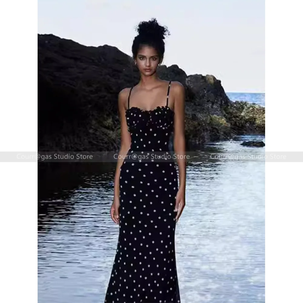 

Europe and the United States wind sexy 2024 new women's summer French temperament Slim backless polka dot halter neck dress