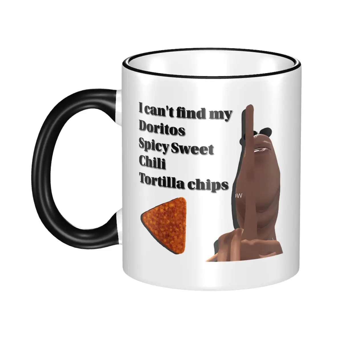 Marcus The Worm I Can't Find My Doritos Chips de tortilla de chile dulce picante, tazas de regalo para mujer y hombre, taza de té Kawaii, regalo para el hogar