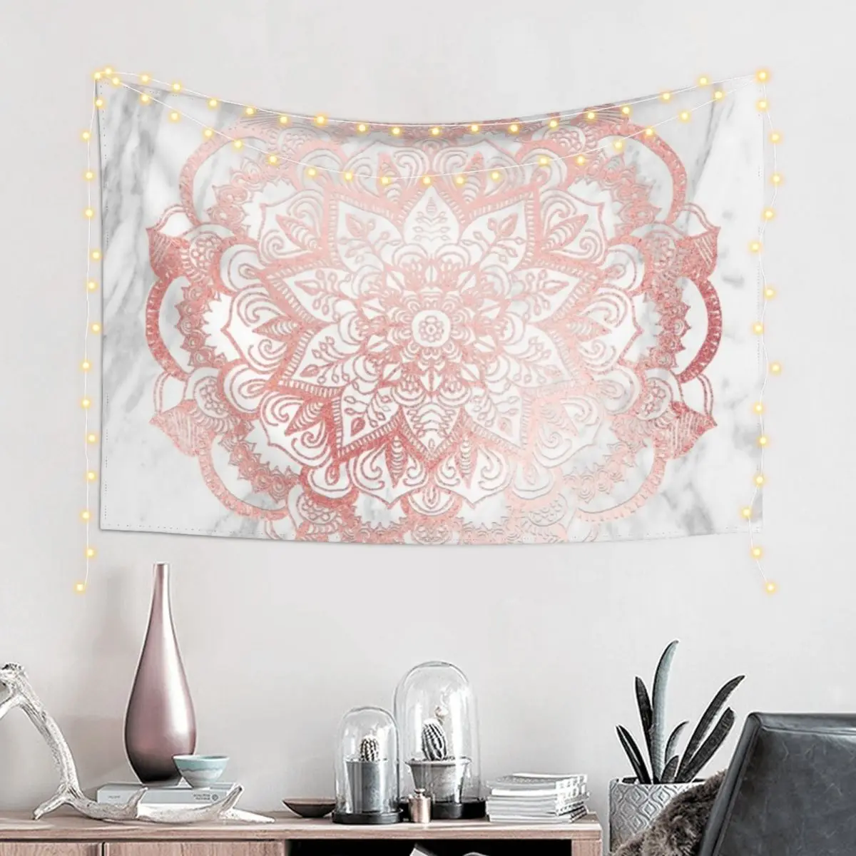 Rose Gold Mandala Star Tapestry Wall Decoration Room Decoration Aesthetic Decoration Aesthetic Tapestry