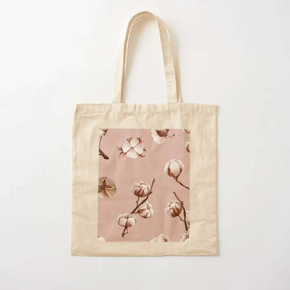 

Cotton bolls watercolor seamless pattern Tote Bag personalized tote bag Women's tote bag