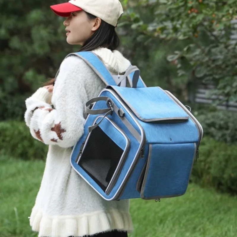 Bicycle Pet Carrier Breathable Mesh Bike Puppy Carrier Bag Portable Extensible Dog Cat Carriers Outdoor Travel Cycling Pets Bags - view 6