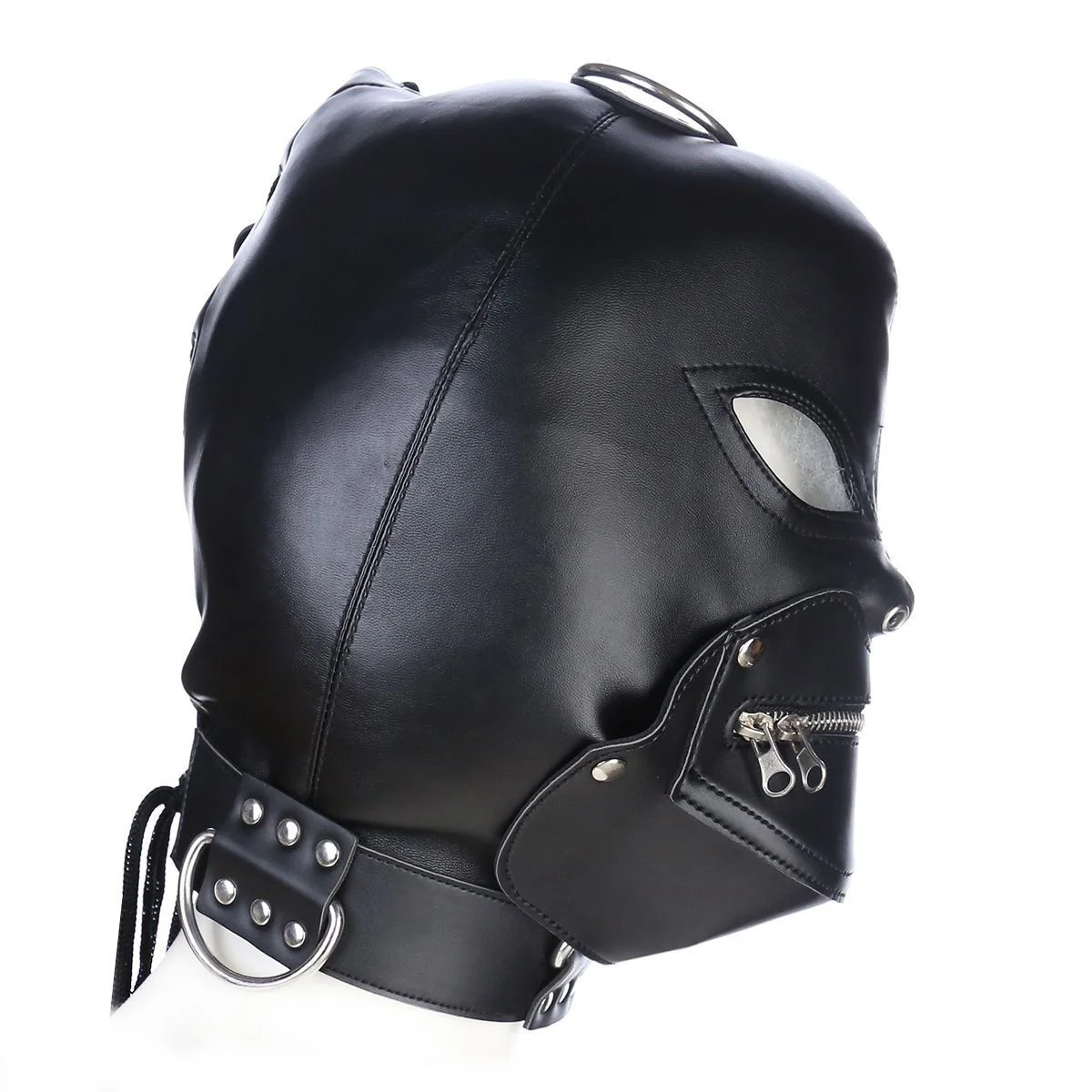 เซ็กซี่หนังระบายอากาศ Baring Mouth Eye Mask Hood พร้อมซิปบทบาทเล่นหน้ากากคอสเพลย์ Bondage คอสเพลย์ Animation Party Props