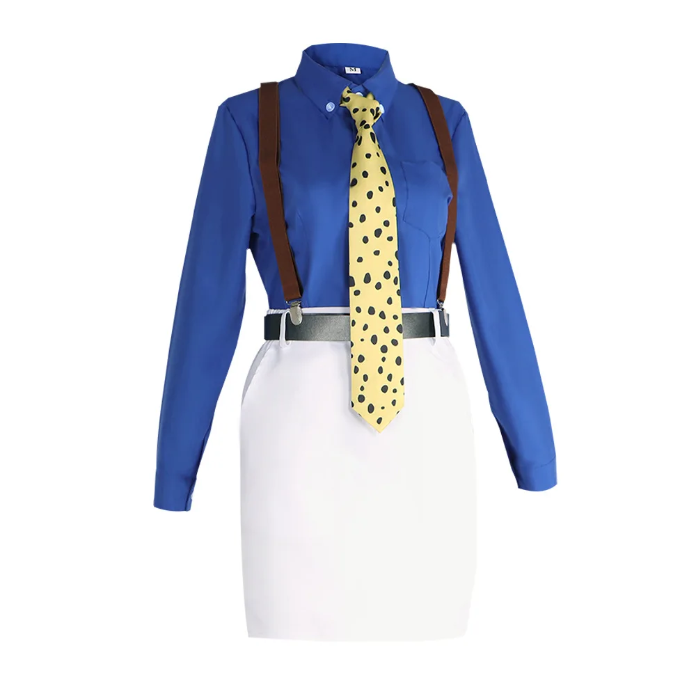 WENAM Nanami Kento Cosplay Costume Women's Shirt Slim Fit Skirt with Tie Suspender Glasses Nanami Kento Women JJK Costume view 3