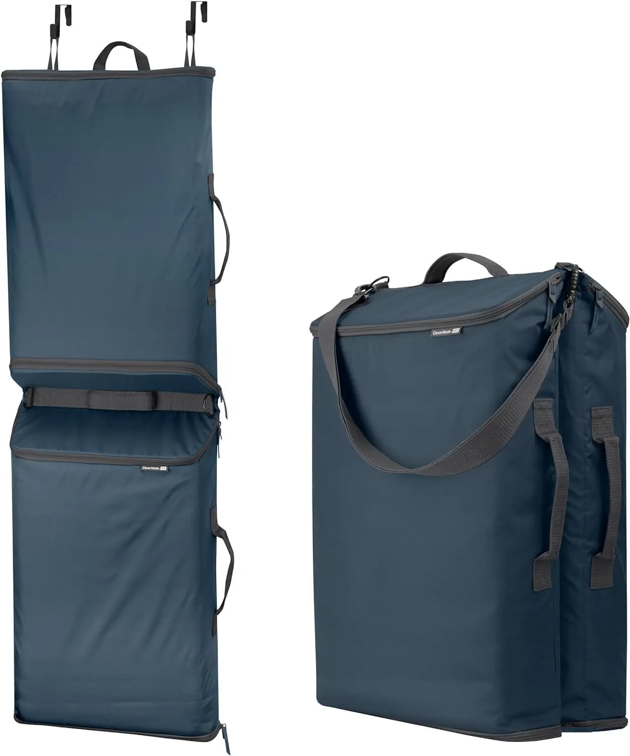 

Foldable Laundry Basket with Two Sections - Ocean and Dark Charcoal
