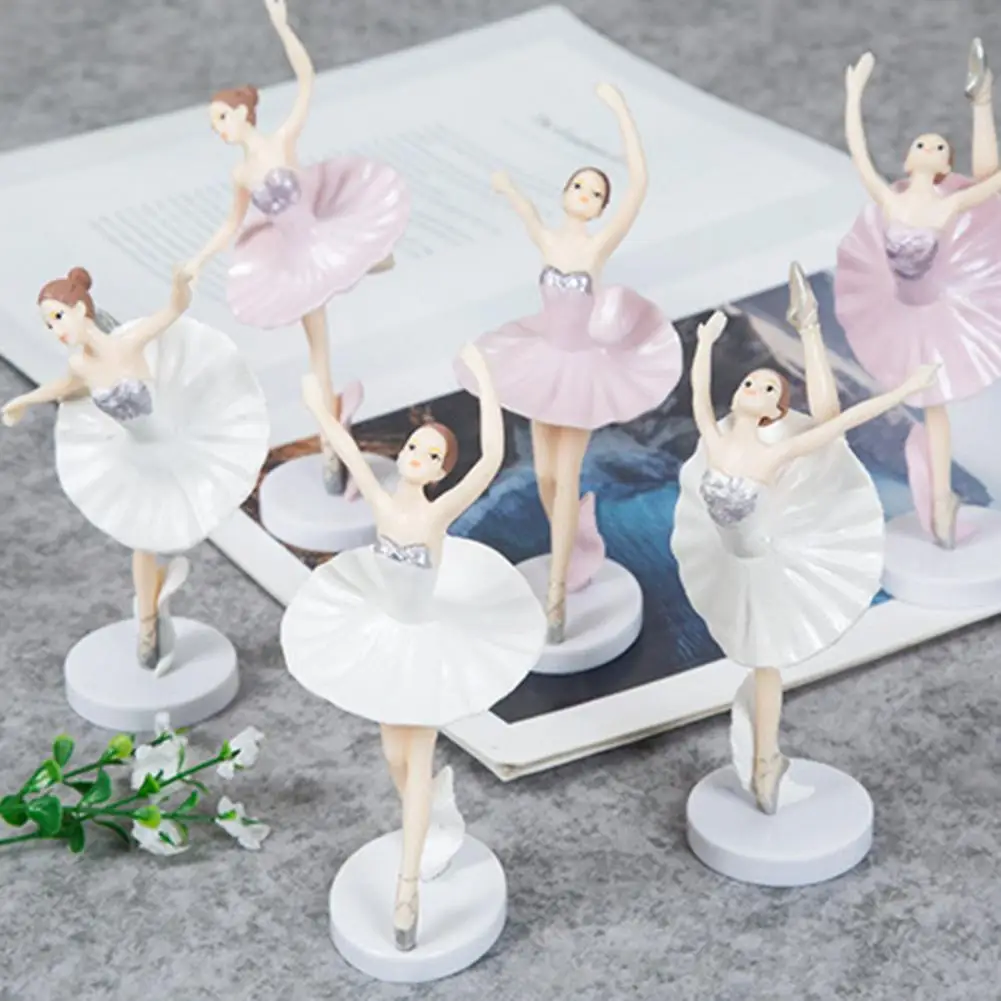 3Pcs/Set Creative Ballerina Girl Figurines with Base Cake Decoration Fine Workmanship Ballet Dancer Girls Cupcake Toppers