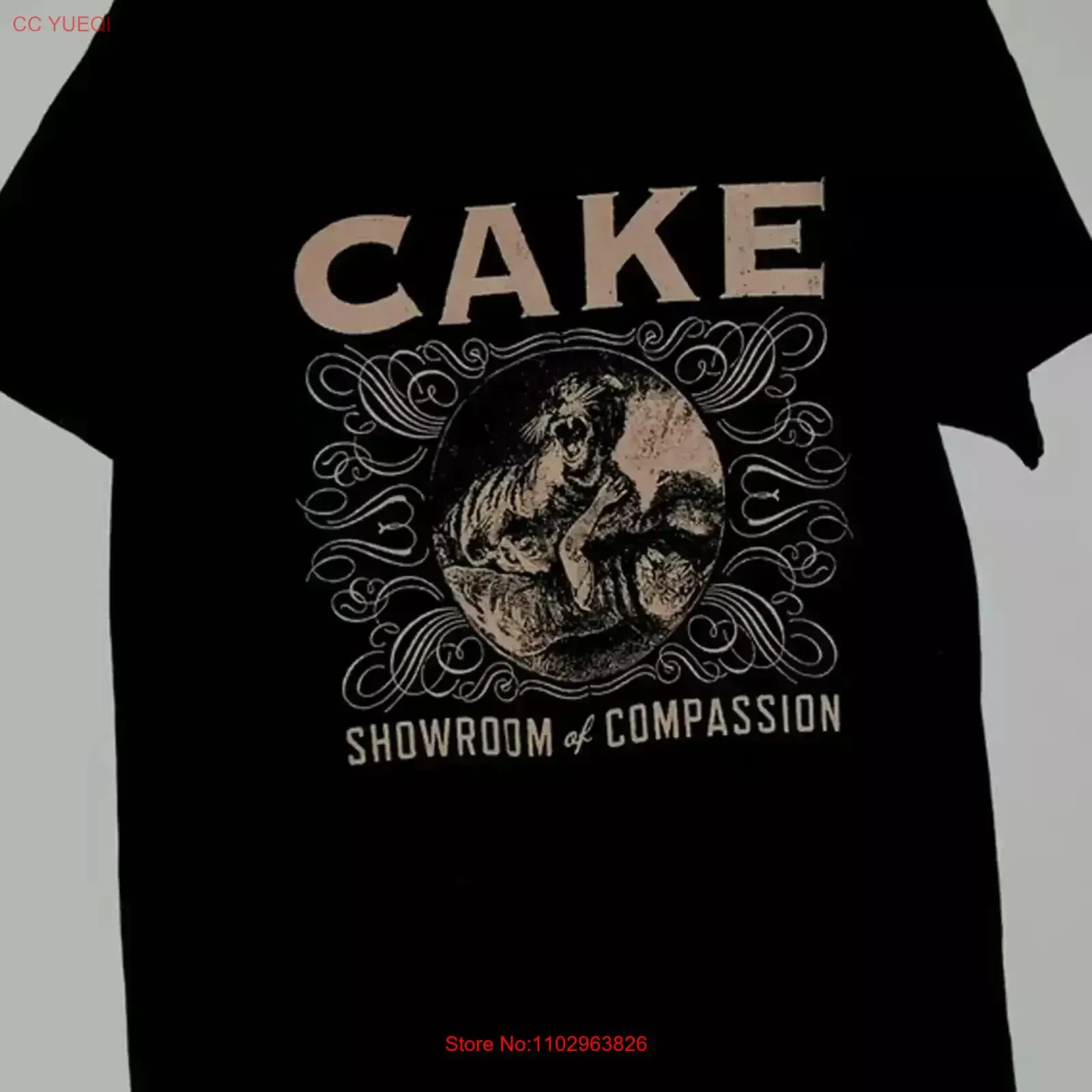 T-shirt noir vintage unisexe de la groupe de rock Cake Rock Band Showroom and Compassion, tailles S à 5XL, 3F126, délavé, polyvalent, pour tous les jours