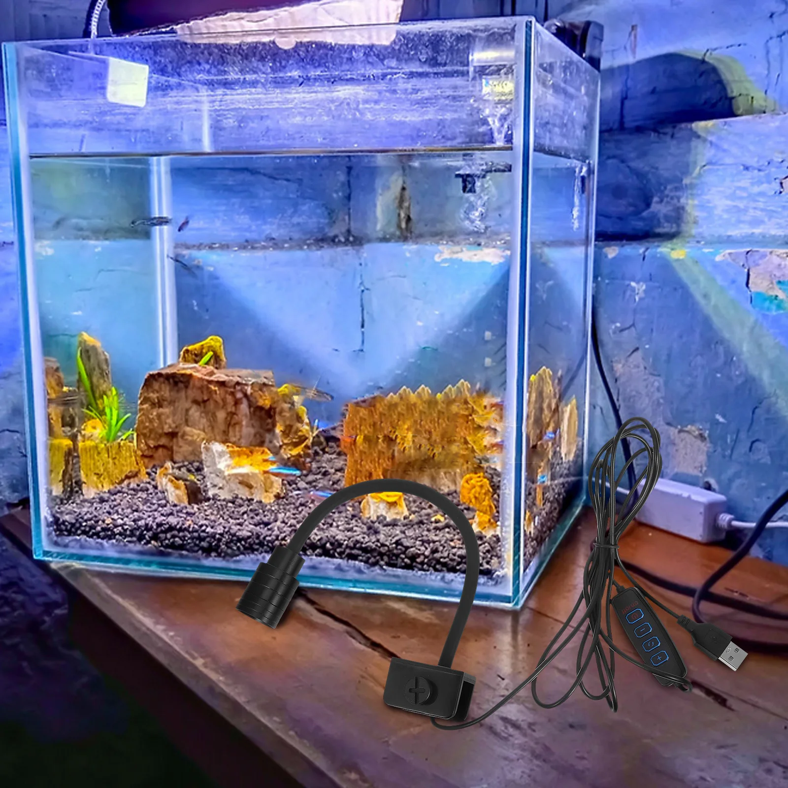 

LED Fish Tank Lamp Adjustable Focus Aquarium Lighting Saltwater Fish Bowl Light Small Aquarium Fishtank Lamp Terrarium Light